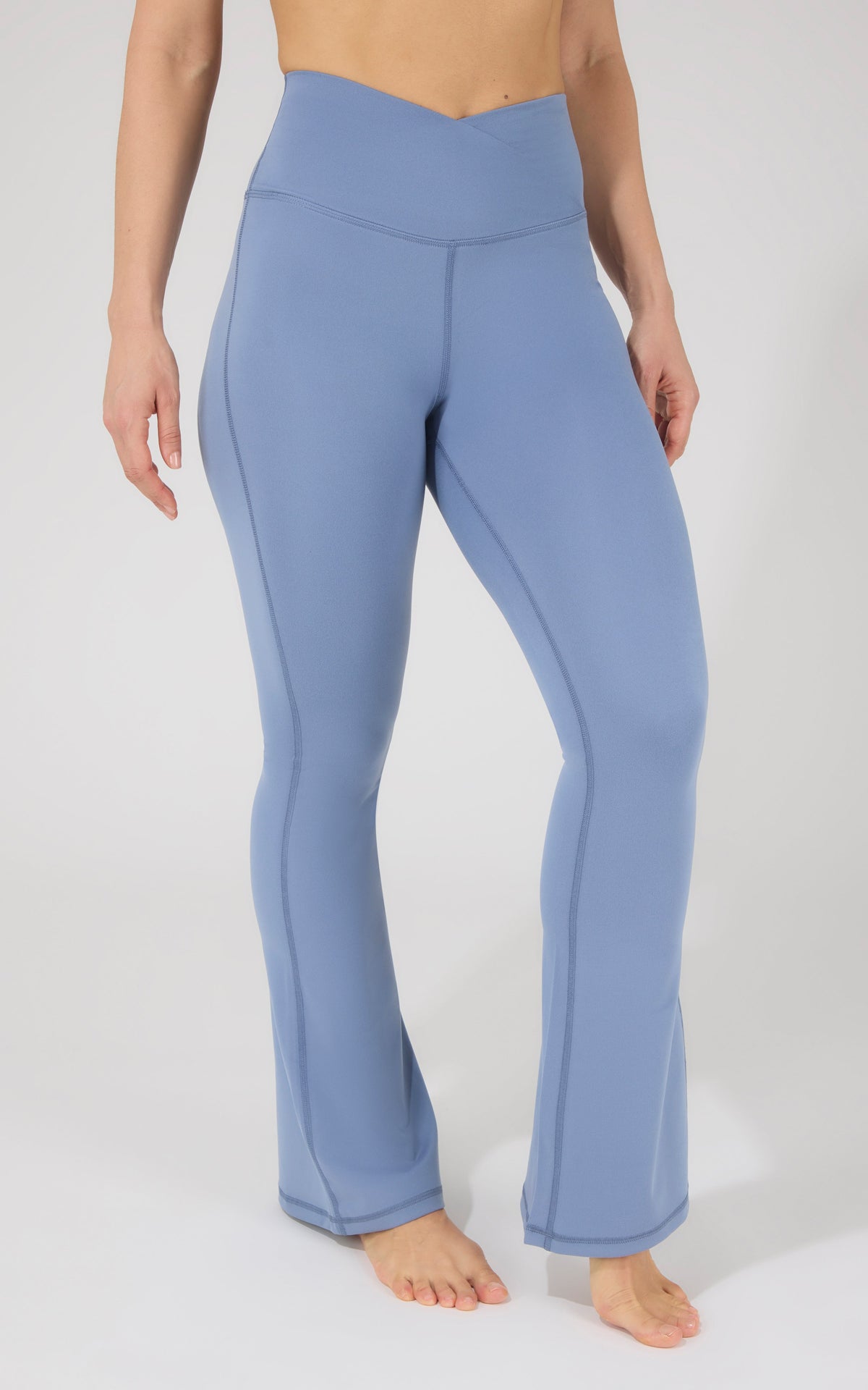 90 Degree by Reflex Lux Madison Crossover Elastic Free Waist 31 1/2 inch Flare Leg Pant