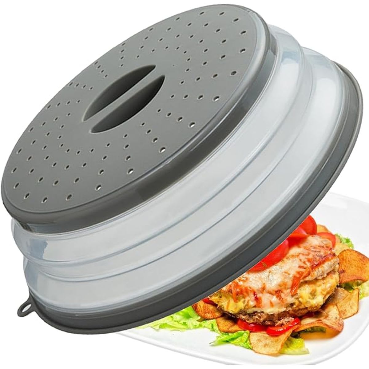 Collapsible Microwave Food Cover with Steam Vents