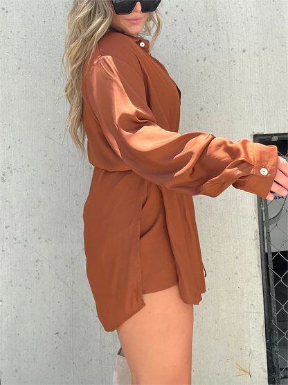 ✨ Satin Covered Nights Romper Dress Set (Buy 2 Free Shipping)
