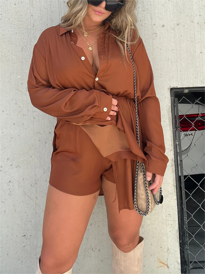 ✨ Satin Covered Nights Romper Dress Set (Buy 2 Free Shipping)