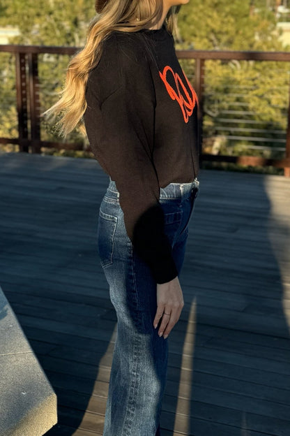 Threaded Pear Boo Knitted Ribbed Sweater