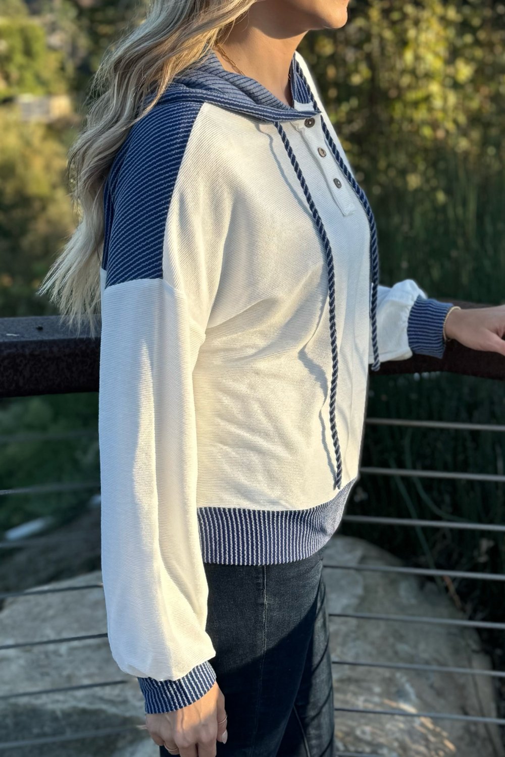 Threaded Pear Millie Drawstring Hooded Top