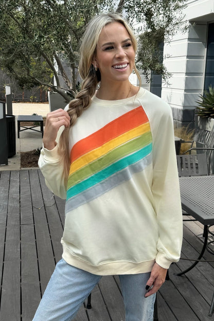 Threaded Pear Penelope Striped Pullover Sweatshirt
