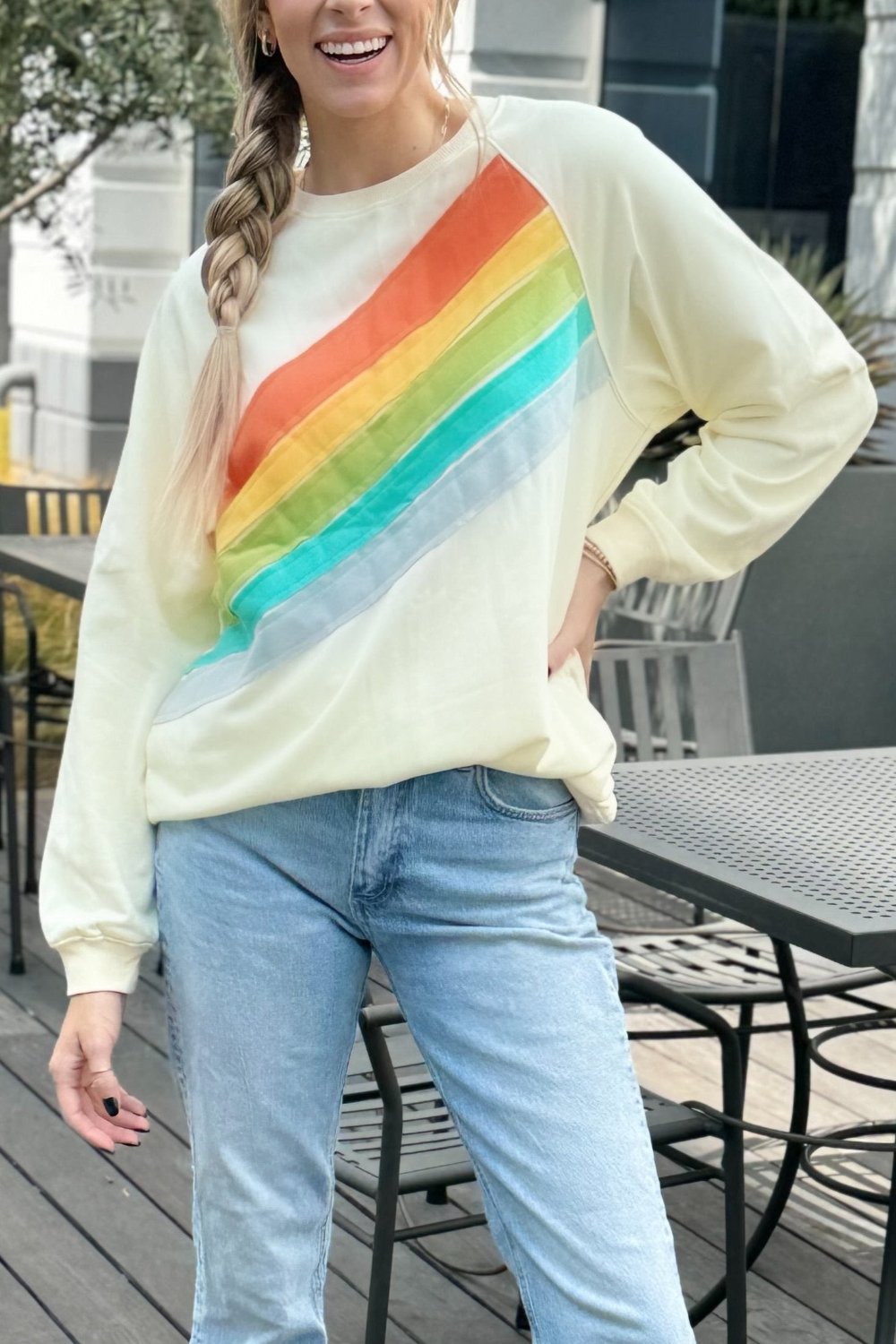 Threaded Pear Penelope Striped Pullover Sweatshirt