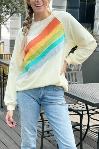 Threaded Pear Penelope Striped Pullover Sweatshirt