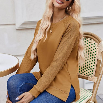 Womens  Lightweight Cable Knit Sleeve Shirts Trendy Fall Tunic Tops