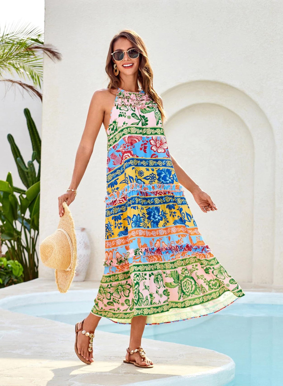 ✨Women's Elegant Hollower Out Waist A  Line Spaghetti Straps Dress