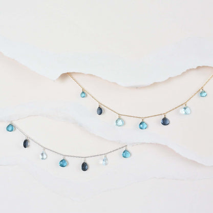Blue Gemstone Gold Sparkler Necklace