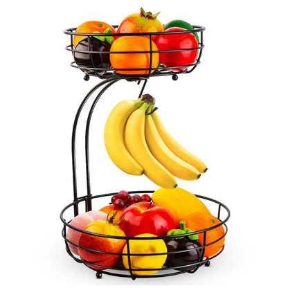 2-Tier Fruit Basket with Banana Hanger