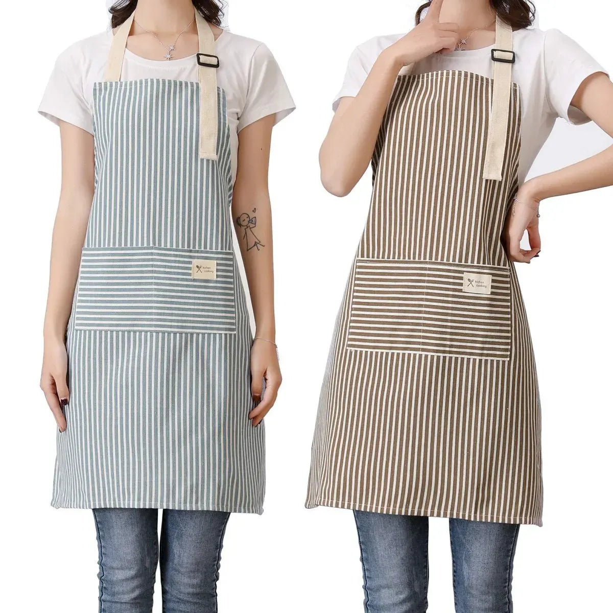 2-Pack Striped Cotton Linen Apron
