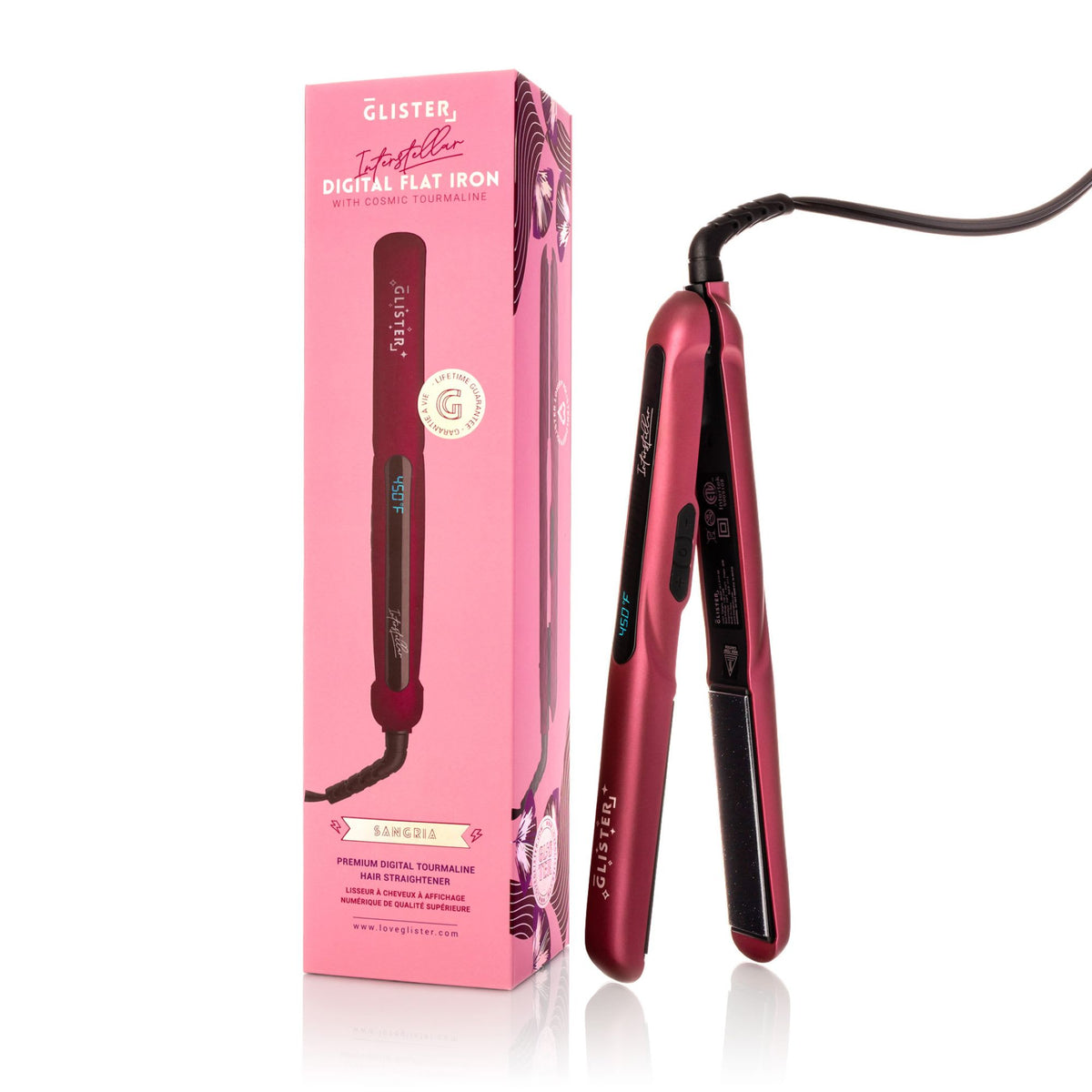 GLISTER - Interstellar 1.25” Digital Flat Iron Hair Straightener with Tourmaline Plates & Adjustable Temperature