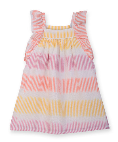 Beebay Seersucker frill sleeve dress Multi - Col