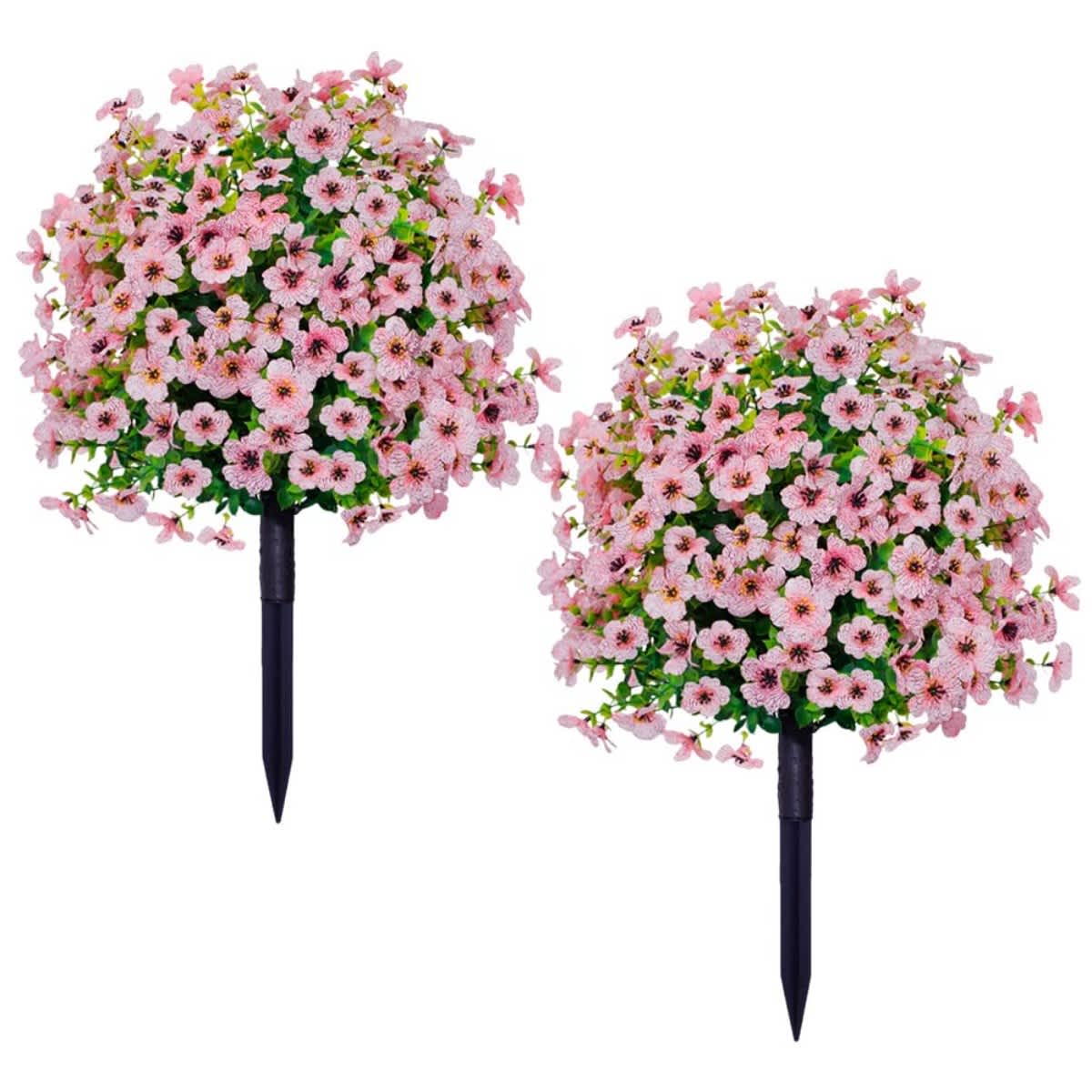 2-Pack Outdoor Artificial Flower Bush Stakes