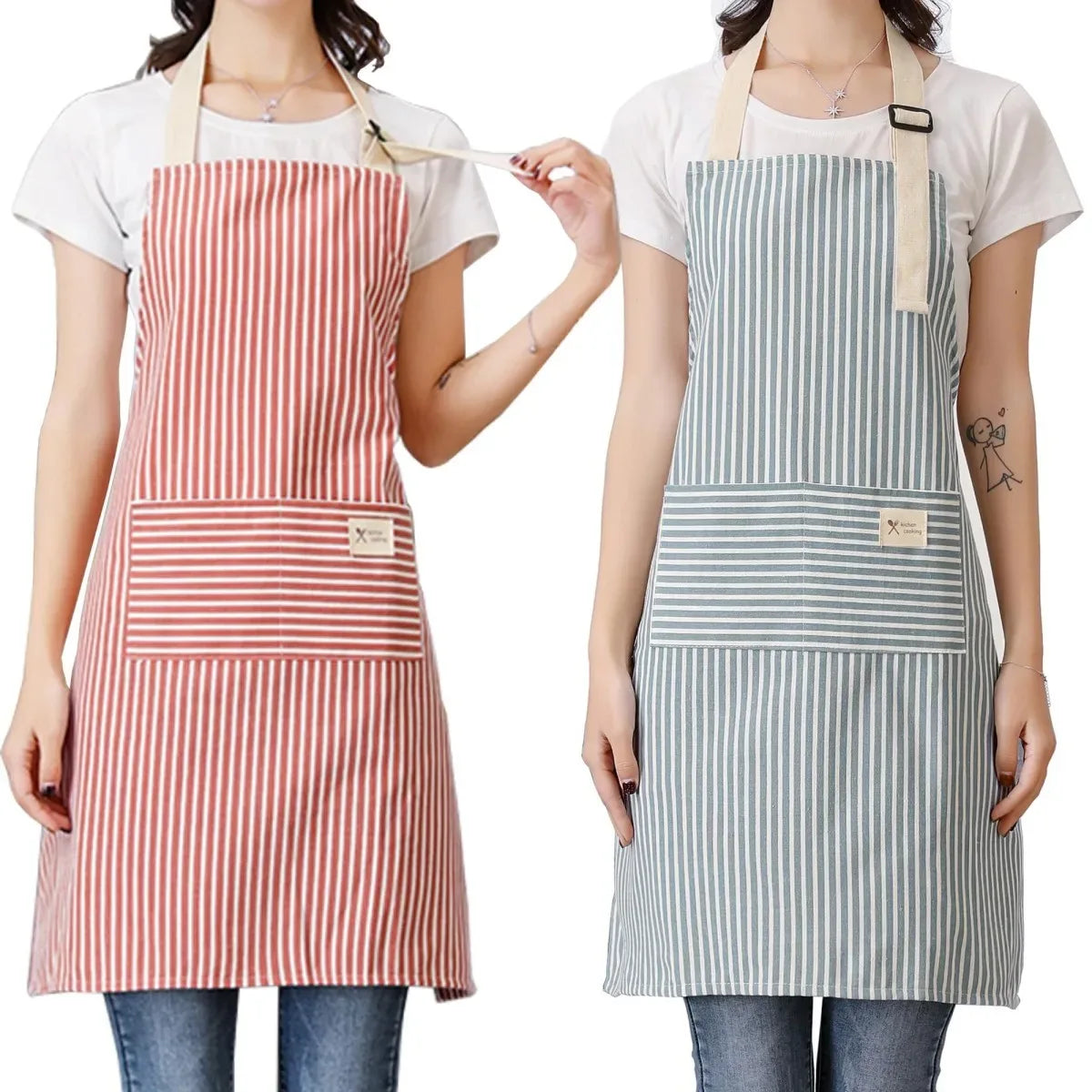2-Pack Striped Cotton Linen Apron
