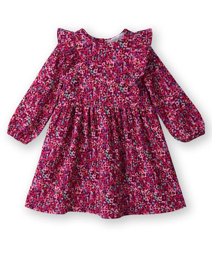 Beebay Abstract print ruffle dress Maroon