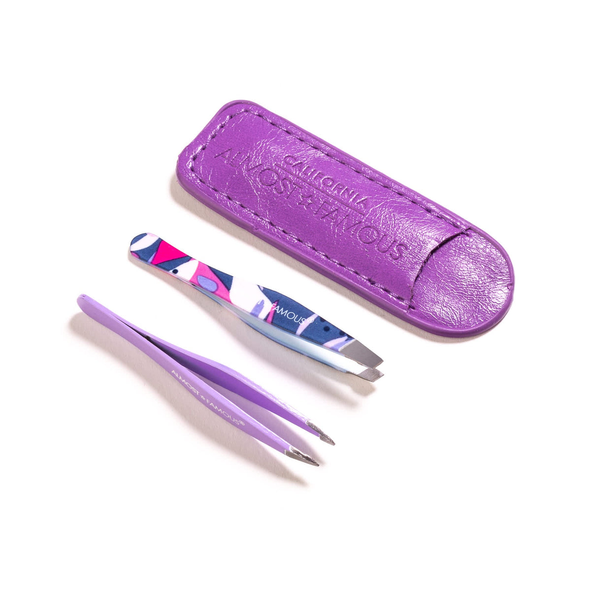 ALMOST FAMOUS - Precision Tweezer Duo (with Genuine Leather Case)