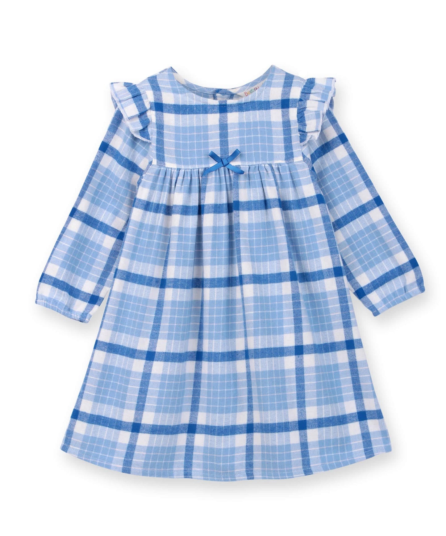 Beebay Shoulder frill check dress Blue