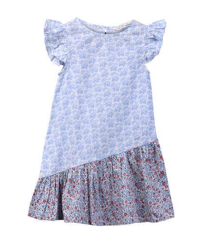 Beebay Elephant print Asymmetric frill dress