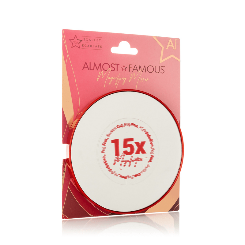 ALMOST FAMOUS - 15X Magnifying Vanity Mirror with Suction Cup – Close-Up Makeup & Tweezing Mirror