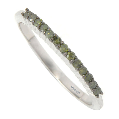 Stakable Natural Green Diamond Sterling Silver Band Ring