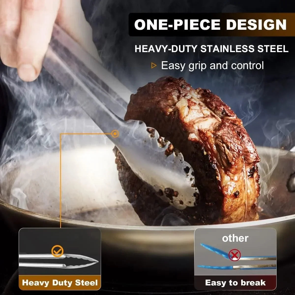 3-Piece Stainless Steel BBQ Tongs