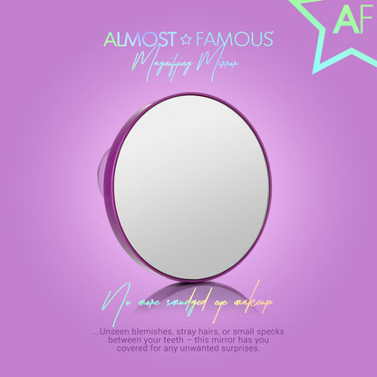 ALMOST FAMOUS - 15X Magnifying Vanity Mirror with Suction Cup – Close-Up Makeup & Tweezing Mirror