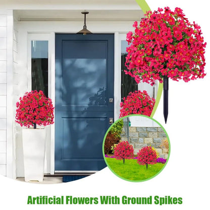 2-Pack Outdoor Artificial Flower Bush Stakes