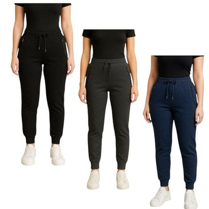 BenBen Womens 3 Pack Zipper Pocket Fleece Jogger