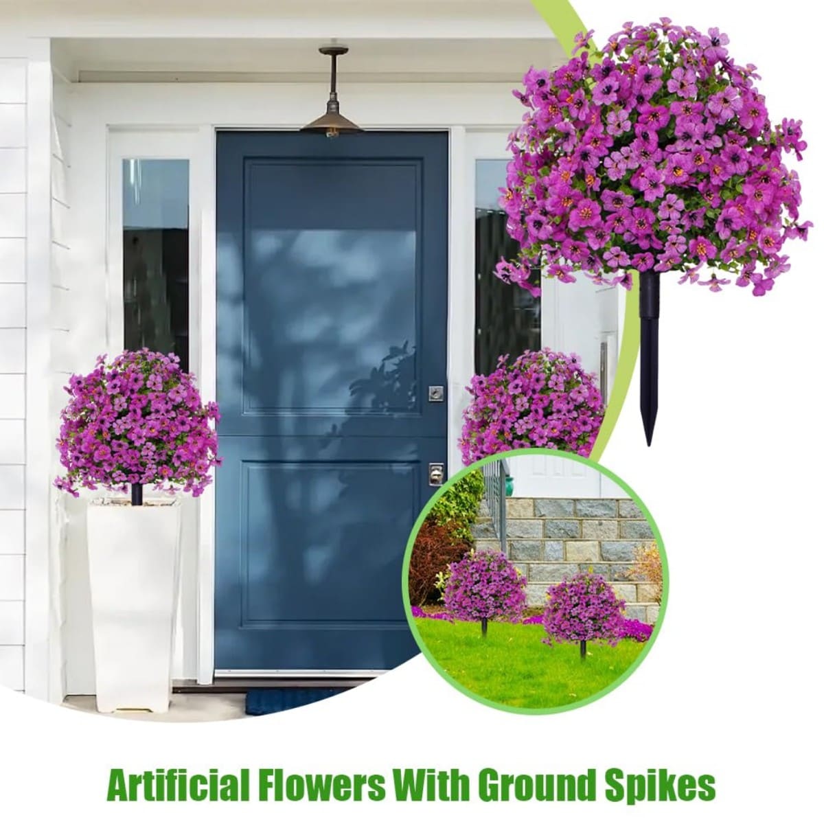 2-Pack Outdoor Artificial Flower Bush Stakes