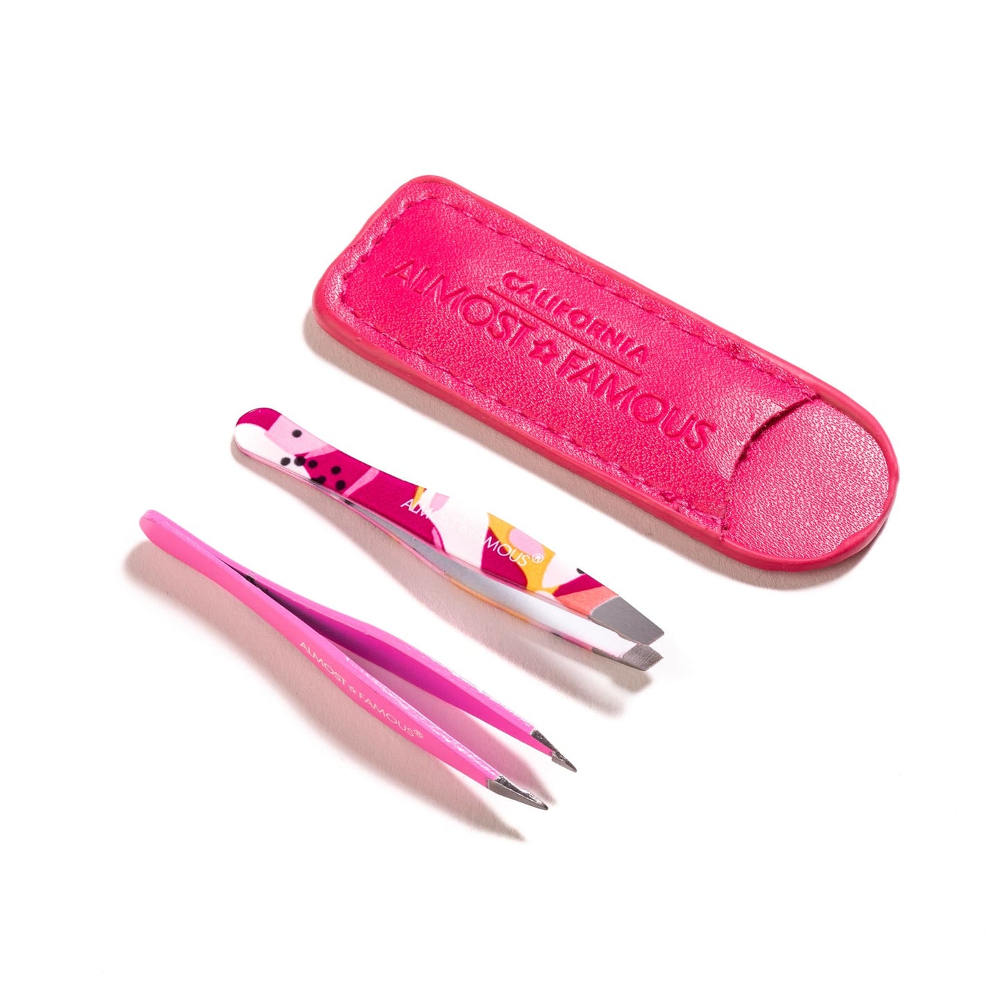 ALMOST FAMOUS - Precision Tweezer Duo (with Genuine Leather Case)