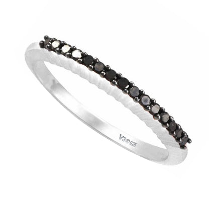 Sterling Silver Natural Black Diamond Stakable Band Ring