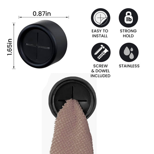 1947Kitchen 4-Pack: Portable Towel Holder Hooks Tool Kitchen Organization, Bathroom Accessories Gadget in Black
