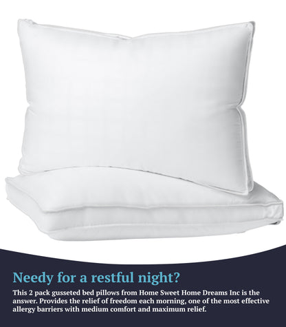 300 TC Cotton Gusseted Pillows – Supportive Down Alternative Bed Pillows