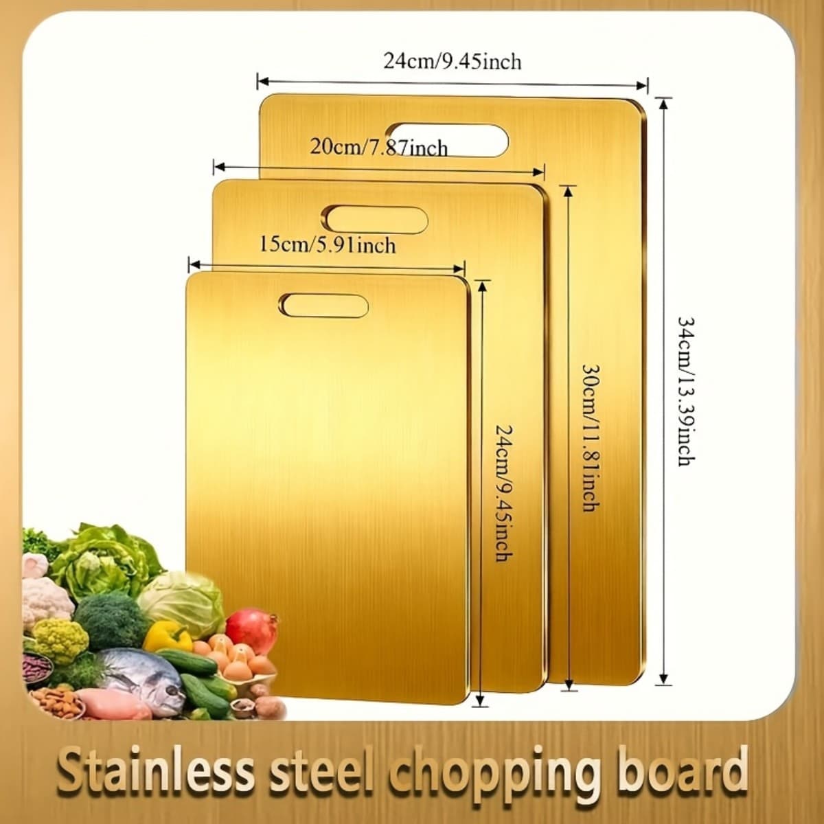 Gold Titanium Stainless Steel Chopping Board