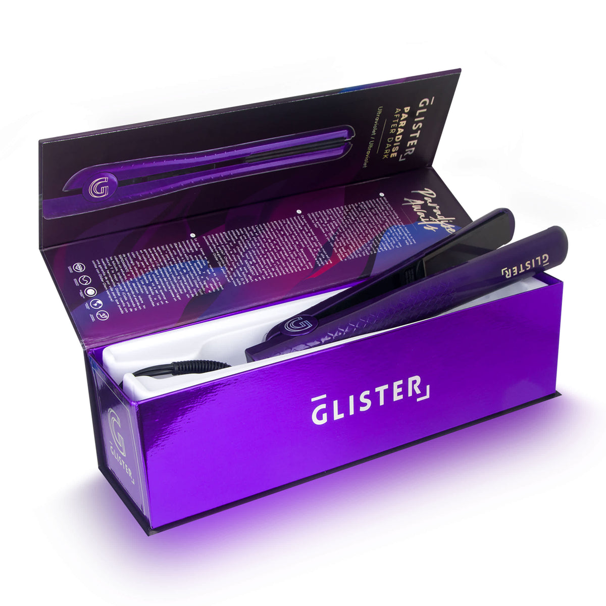 GLISTER - Limited Edition 1.25" "Paradise After Dark" Flat Iron (with Selfie Ring Included)