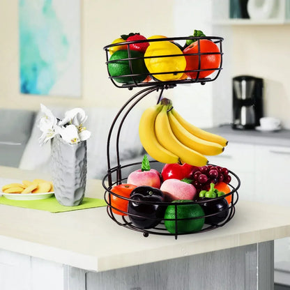 2-Tier Fruit Basket with Banana Hanger