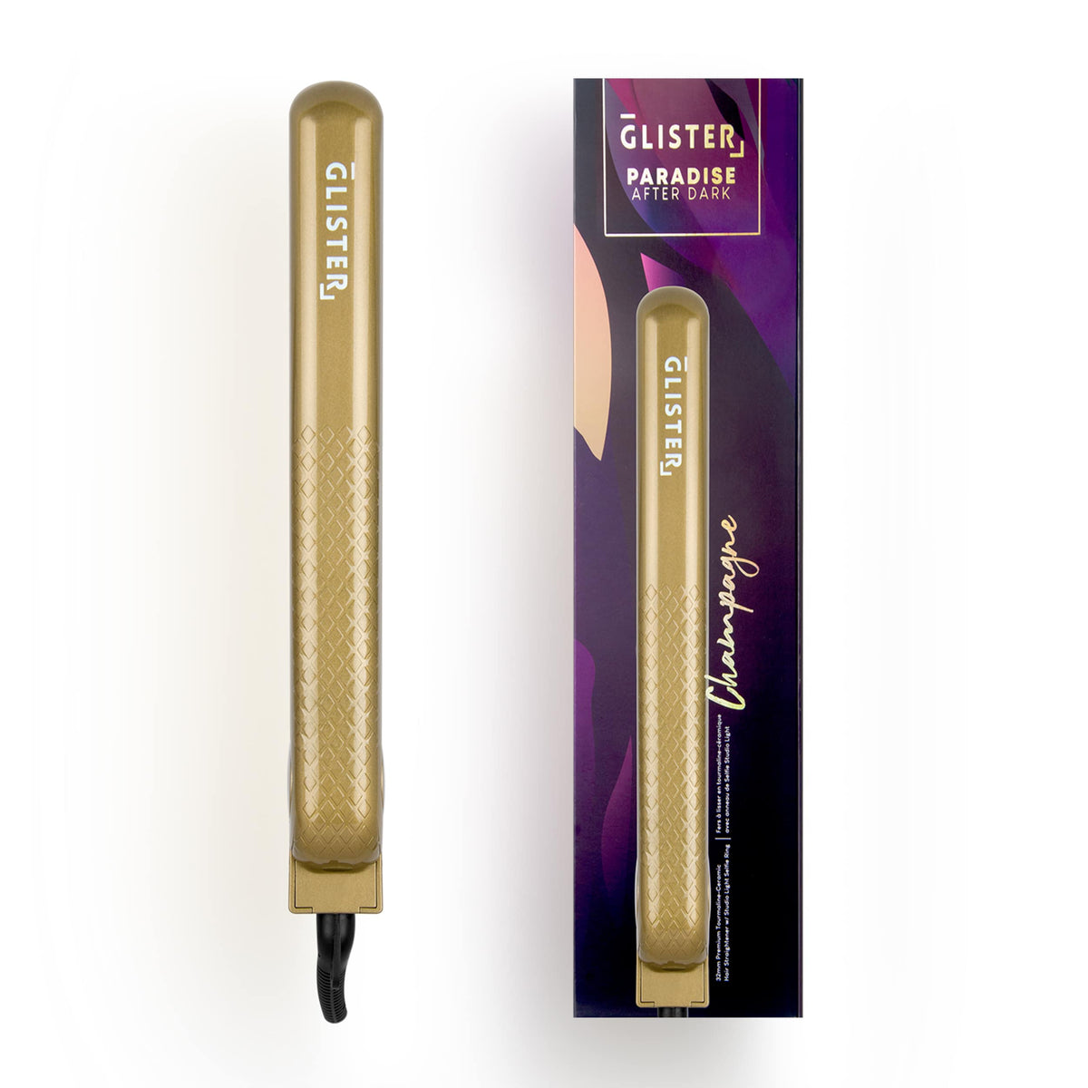 GLISTER - Limited Edition 1.25" "Paradise After Dark" Flat Iron (with Selfie Ring Included)