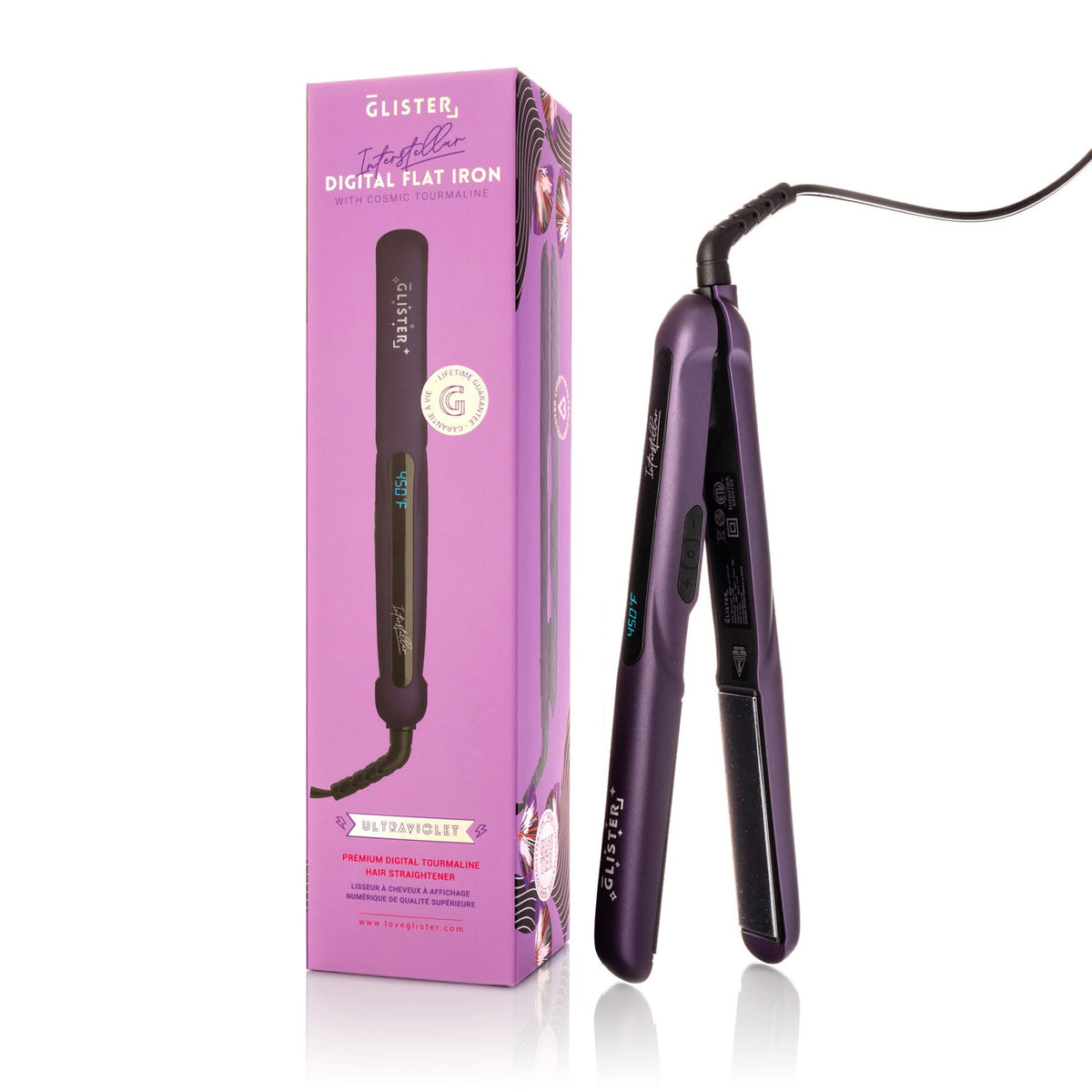GLISTER - Interstellar 1.25” Digital Flat Iron Hair Straightener with Tourmaline Plates & Adjustable Temperature