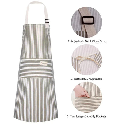 2-Pack Striped Cotton Linen Apron
