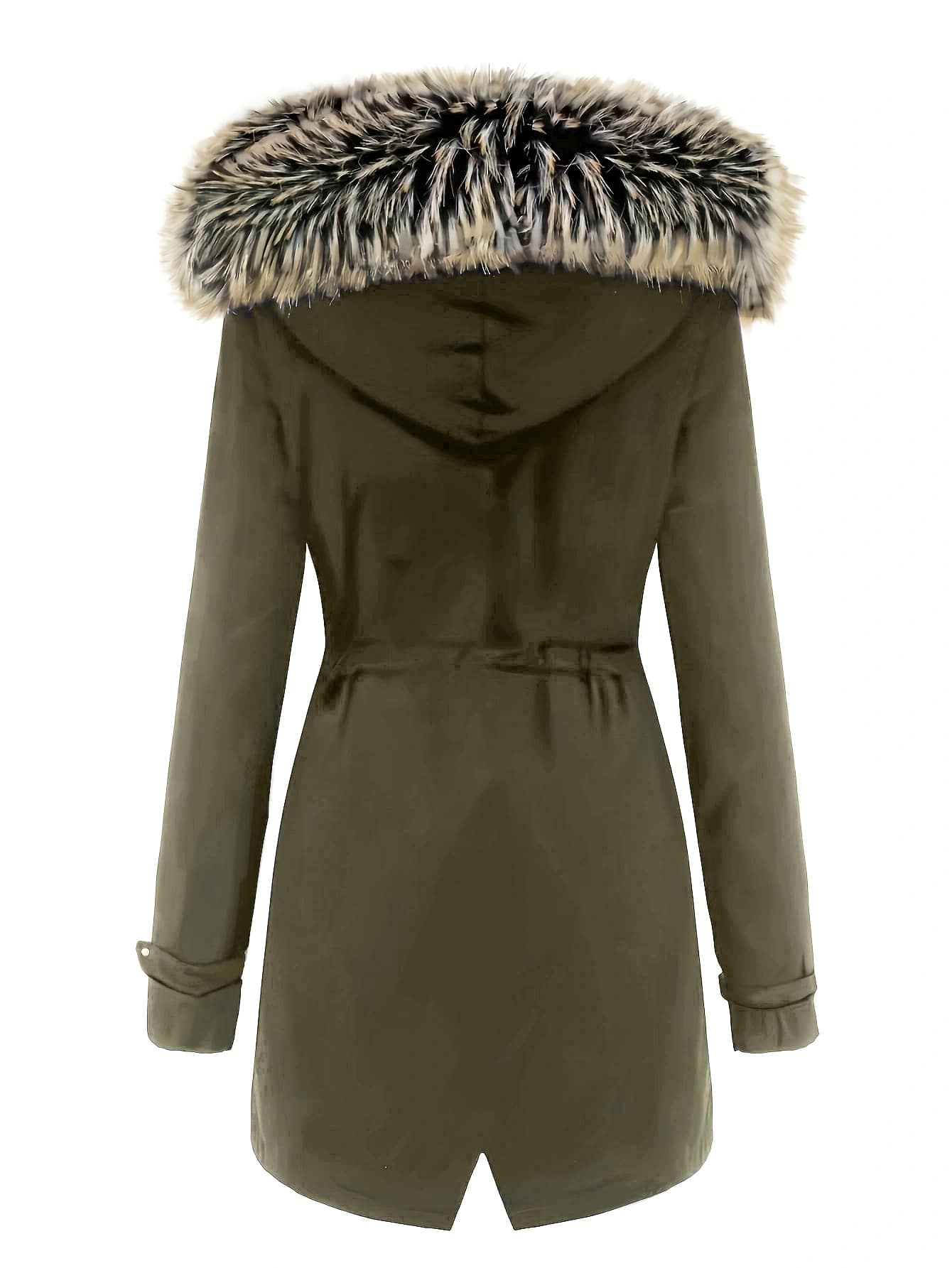 Chic YC Women's Winter Parka Coat Fleece Lined Military Jacket Women Faux Fur Hooded Coat