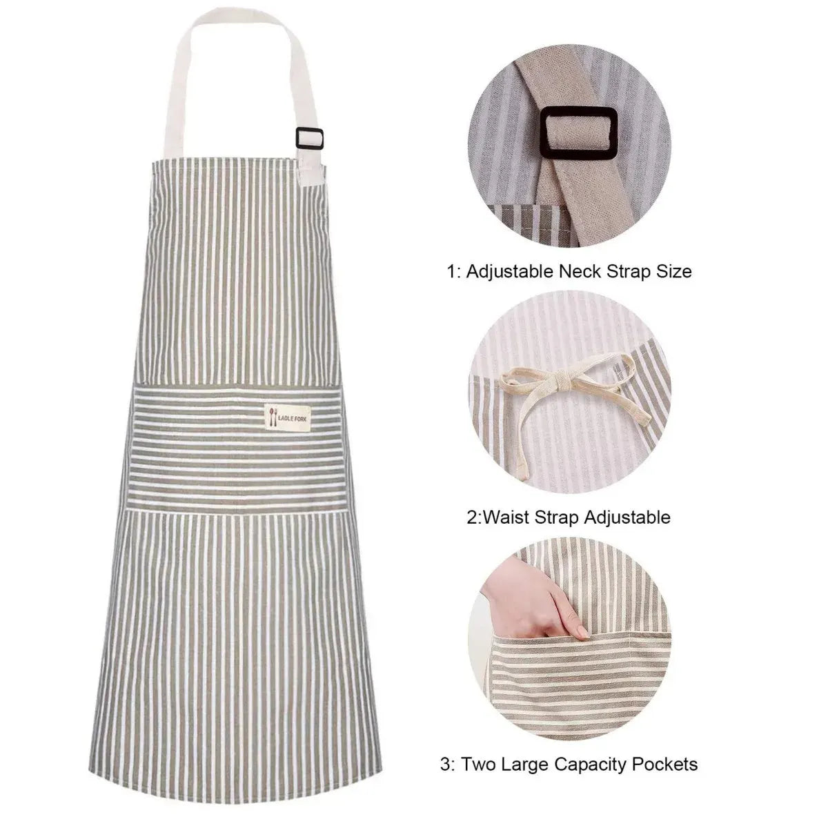 2-Pack Striped Cotton Linen Apron
