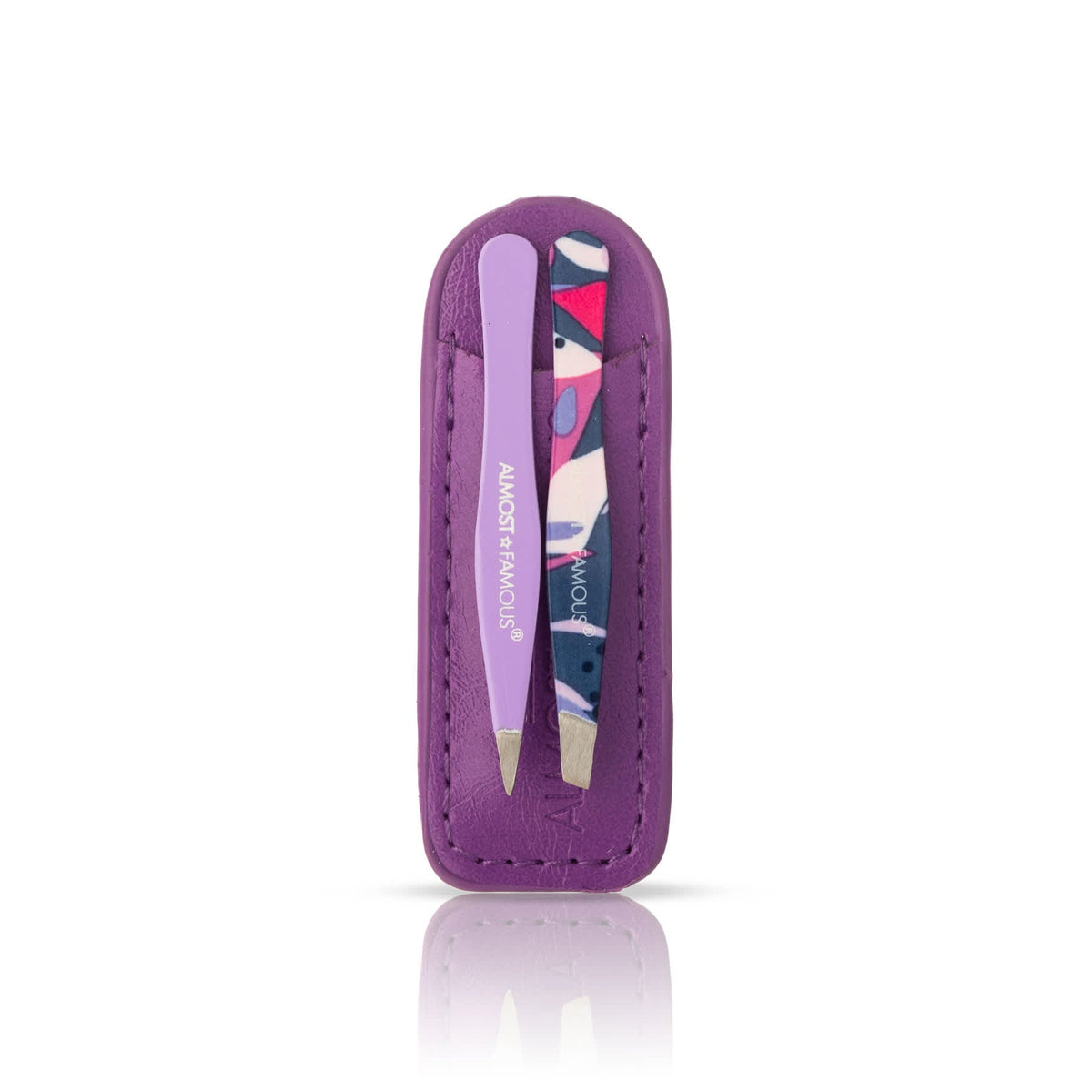 ALMOST FAMOUS - Precision Tweezer Duo (with Genuine Leather Case)