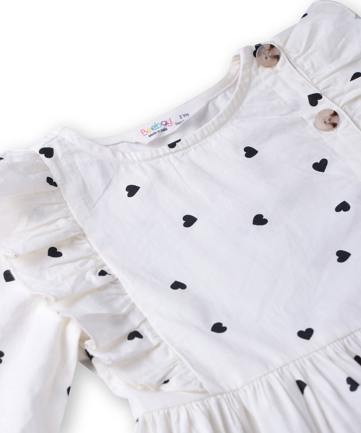 Beebay Button through heart print dress White