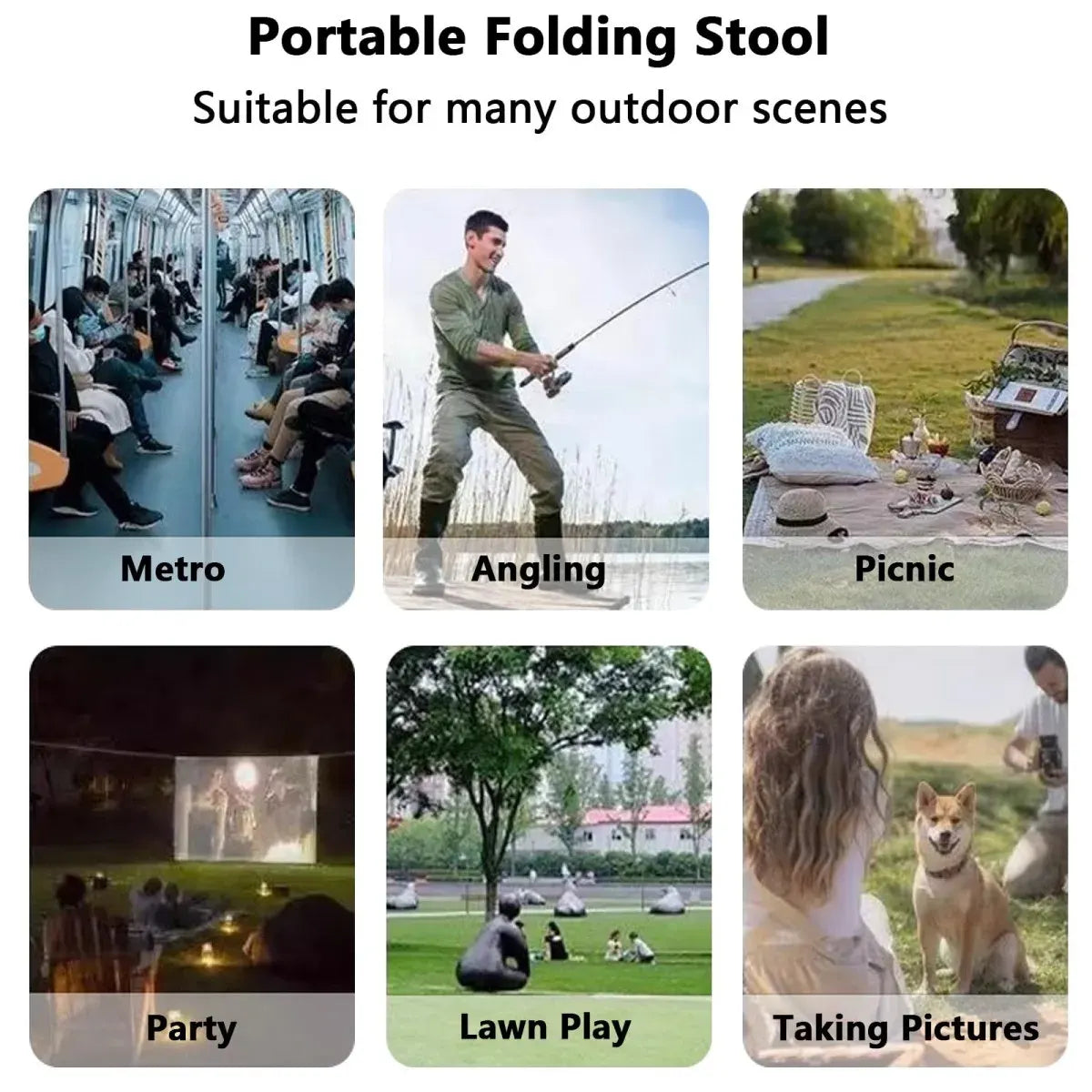 Compact Folding Stool with Zipper Carry Pouch
