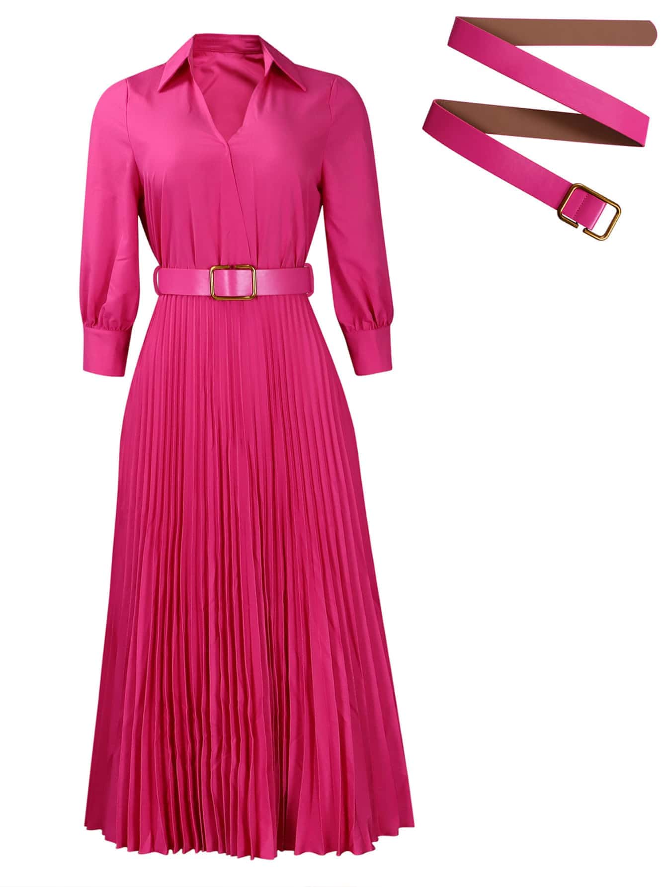 Chic YC Women's 3/4 Sleeve Flared A Line Dress