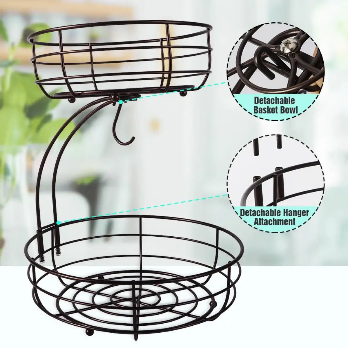 2-Tier Fruit Basket with Banana Hanger