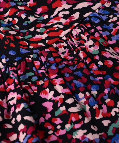 Beebay Button -through printed A-line Black dress