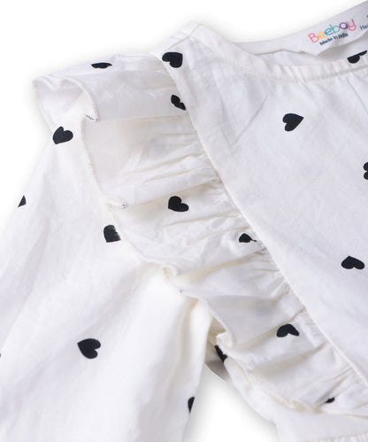 Beebay Button through heart print dress White