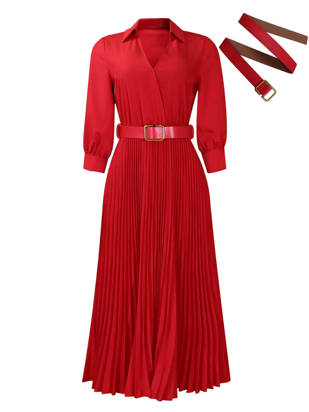 Chic YC Women's 3/4 Sleeve Flared A Line Dress