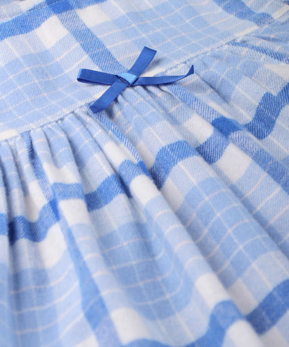 Beebay Shoulder frill check dress Blue